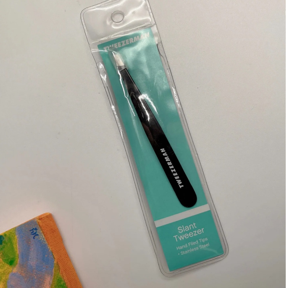 Tweezerman Stainless Steel Standard Slant Tweezer Eyebrow Regular Size NWT black